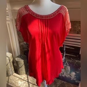 Lucky Brand T-Shirt with Beautiful Embroidered Detail, NWT